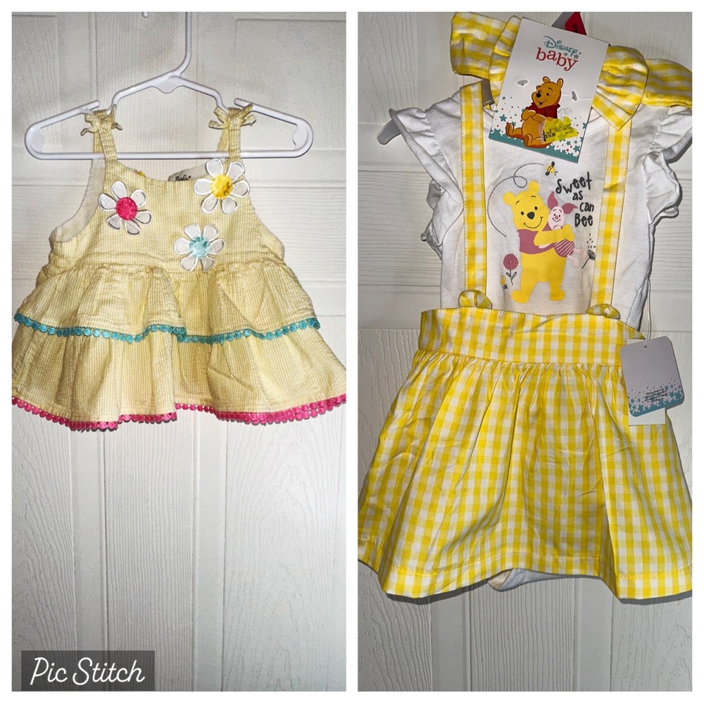 Baby Essentials Yellow and Pink Accessories with Delicate Ribbon Accents NWT